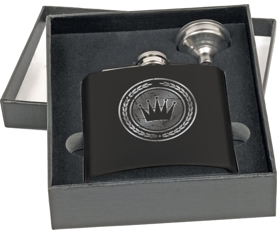 6 OZ BLK FLSK W/FNNL SET