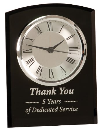 6″BLACK GLASS ARCH CLOCK