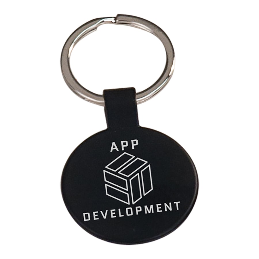 1 1/2″BLK RND LASR KEYCHN
