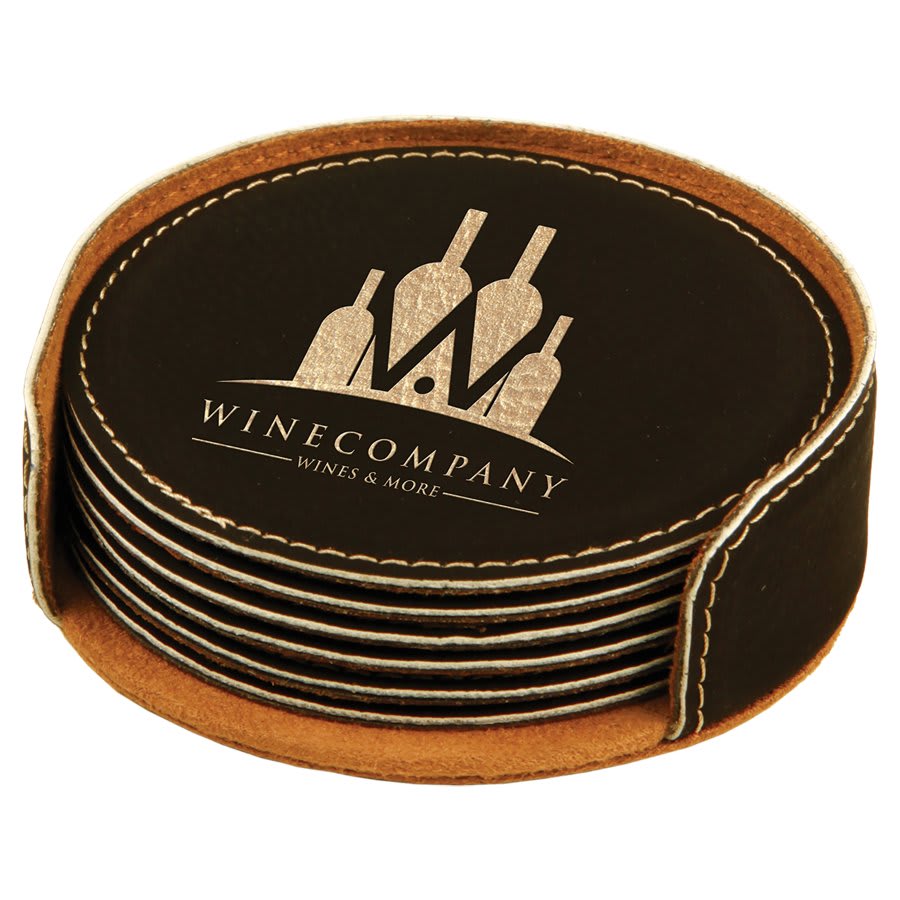 4″RND BLK/GLD COASTER SET