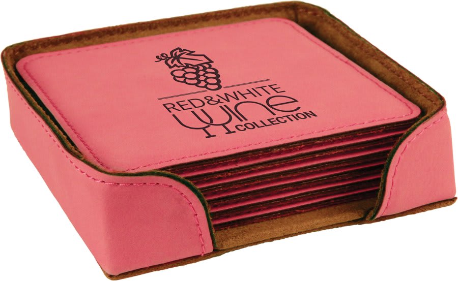 4X4 SQR PINK COASTER SET