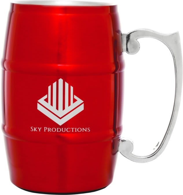 17 OZ RED BRRL MUG W/HNDL