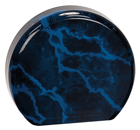 3.5″ BLU MRBL ACRYLIC CIR