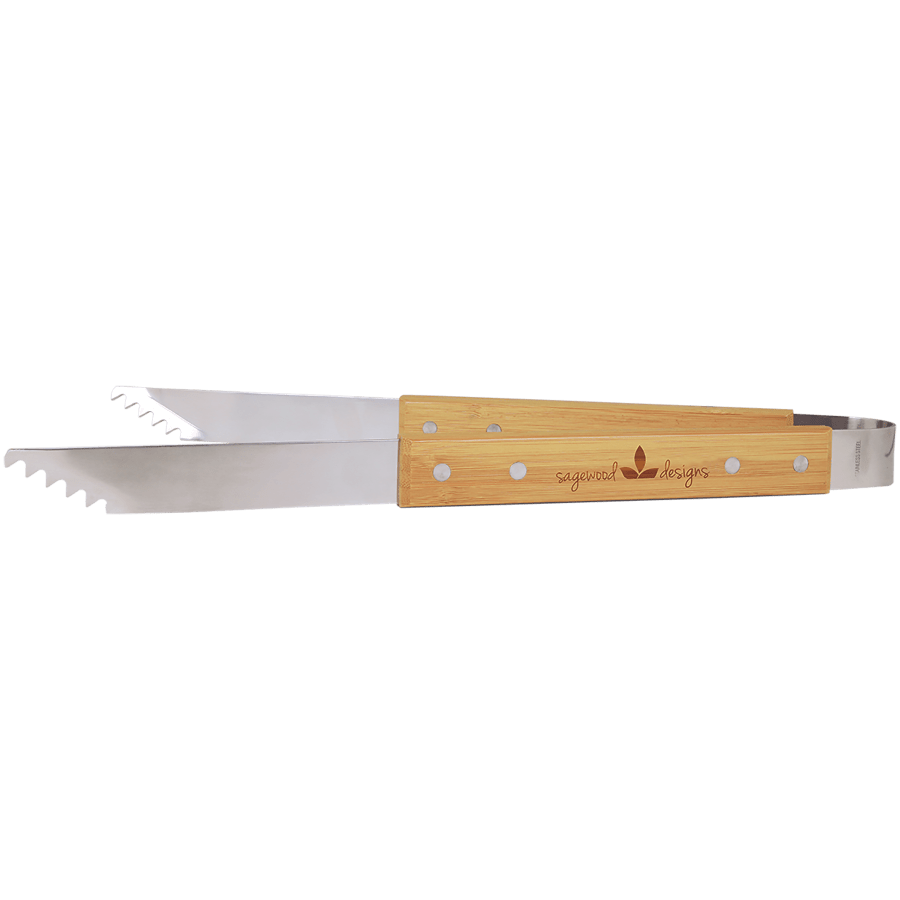 14″BBQ TONGS-BAMBOO HNDLS