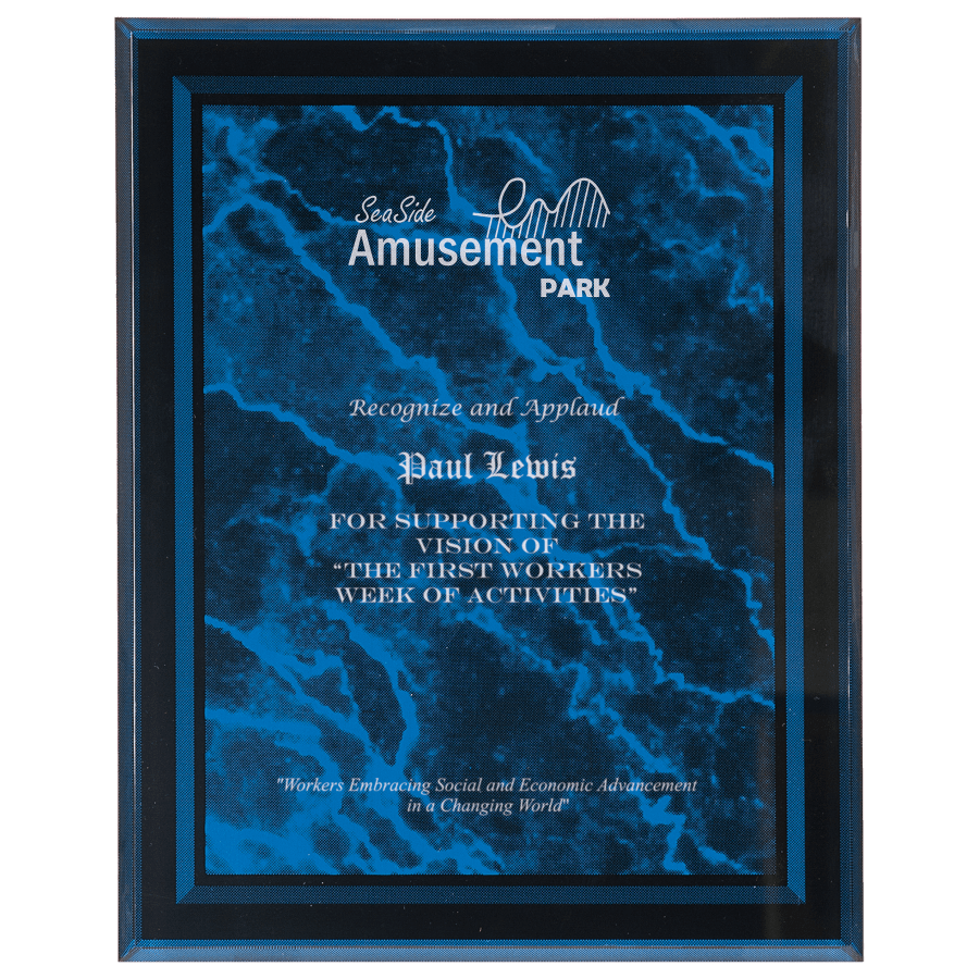 7X9 BLUE MARBL BORDER PLQ