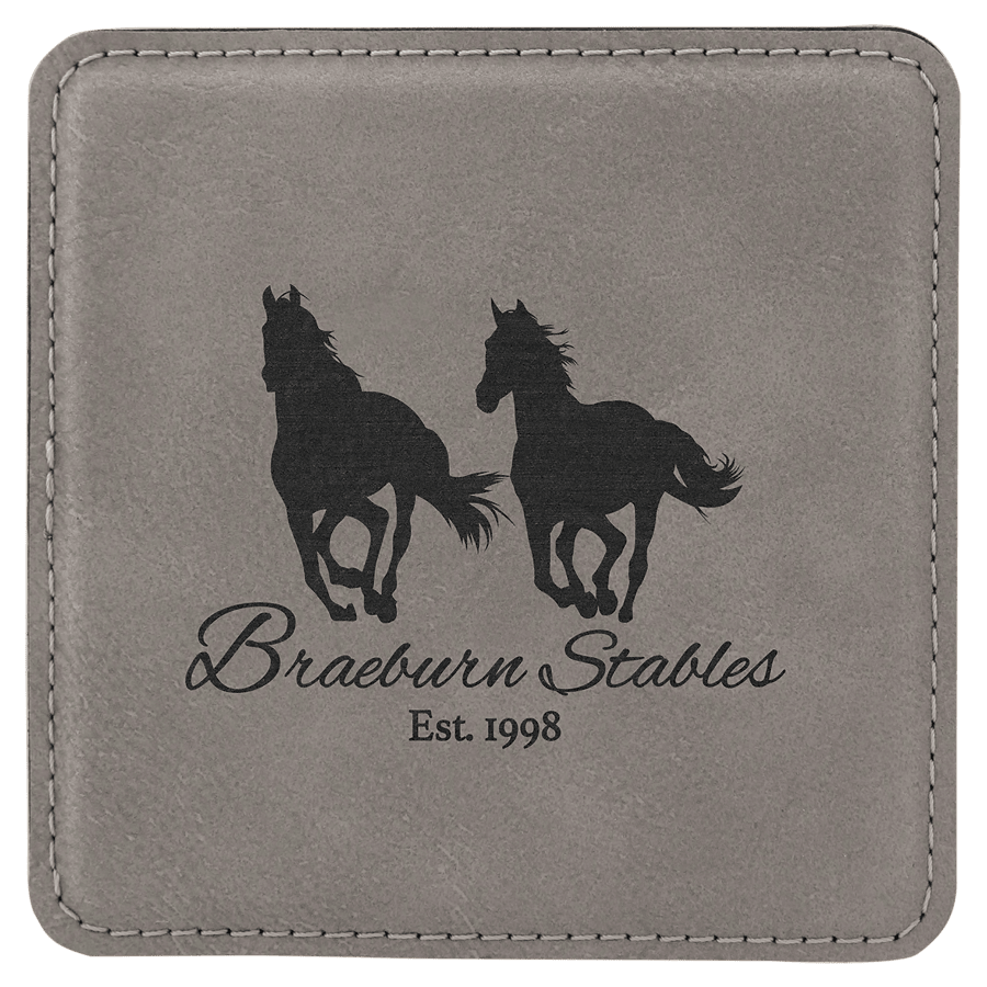 4X4 GRAY LEATHER COASTER