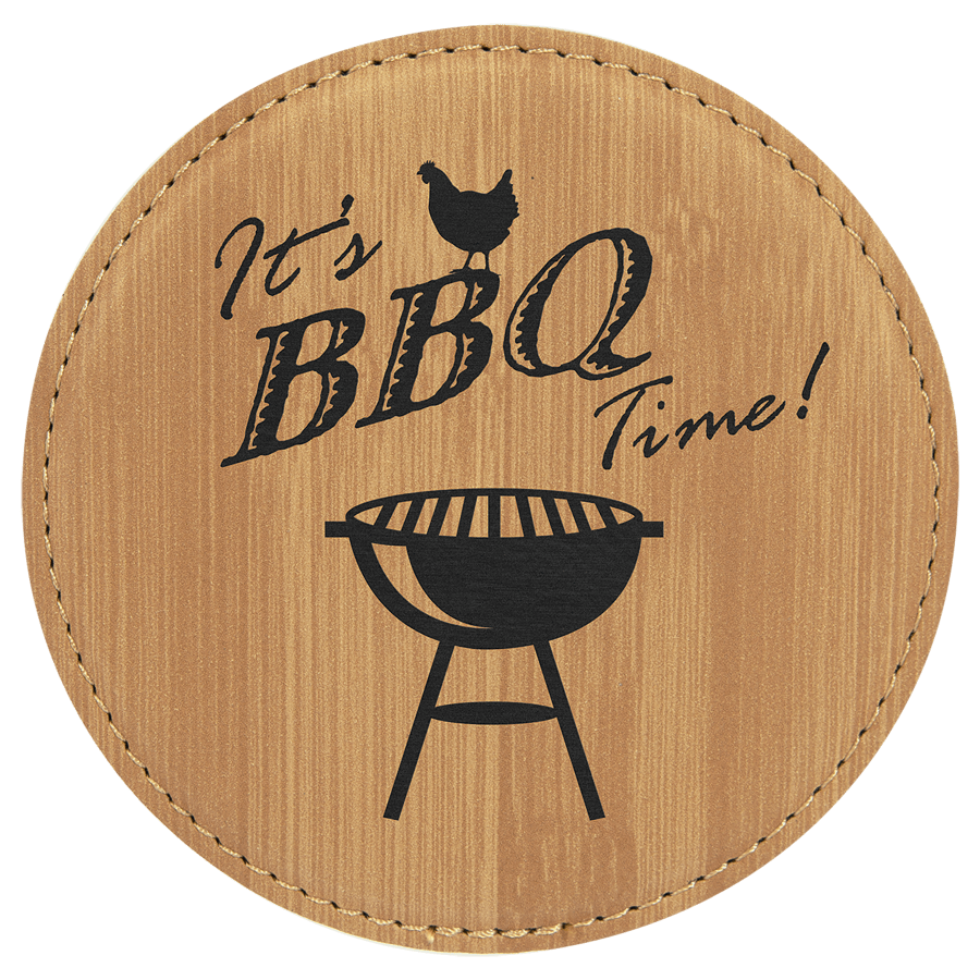 4″RND BAMBOO LTHR COASTER