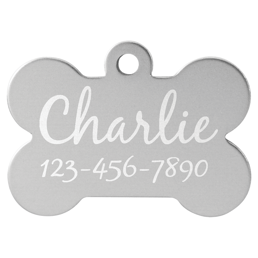 1.5X1 SILVER BONE PET TAG