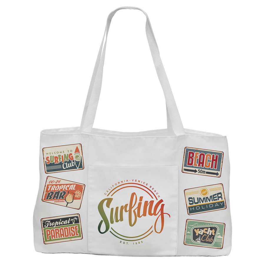 19X12 WHT CANVAS BAG W/LL