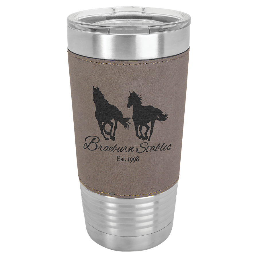 20 OZ GRAY LEATHER TUMBLR