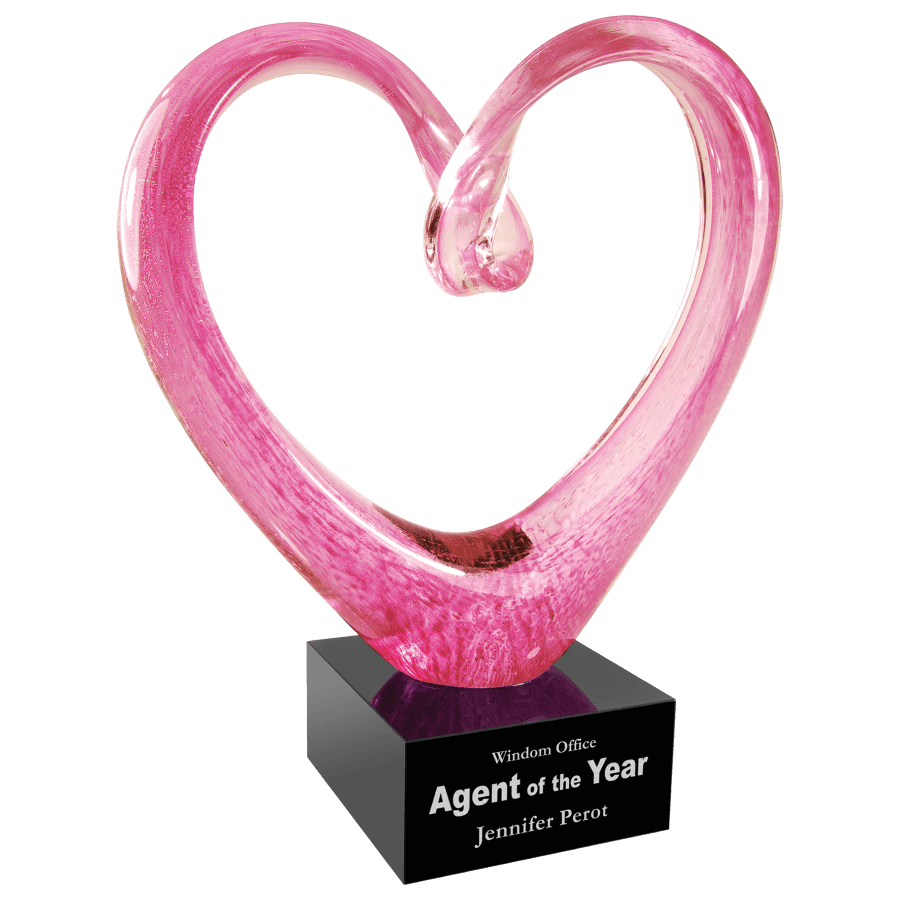 9″PINK HEART W/BLK BASE