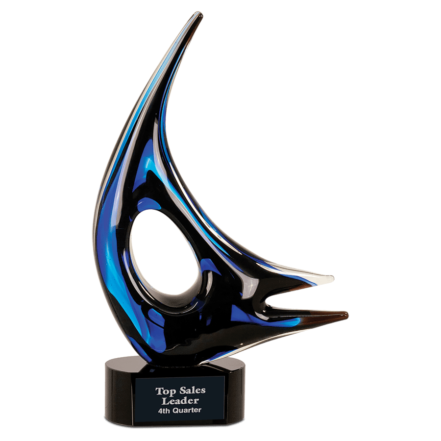 14.25″BLUE SAIL ART GLASS