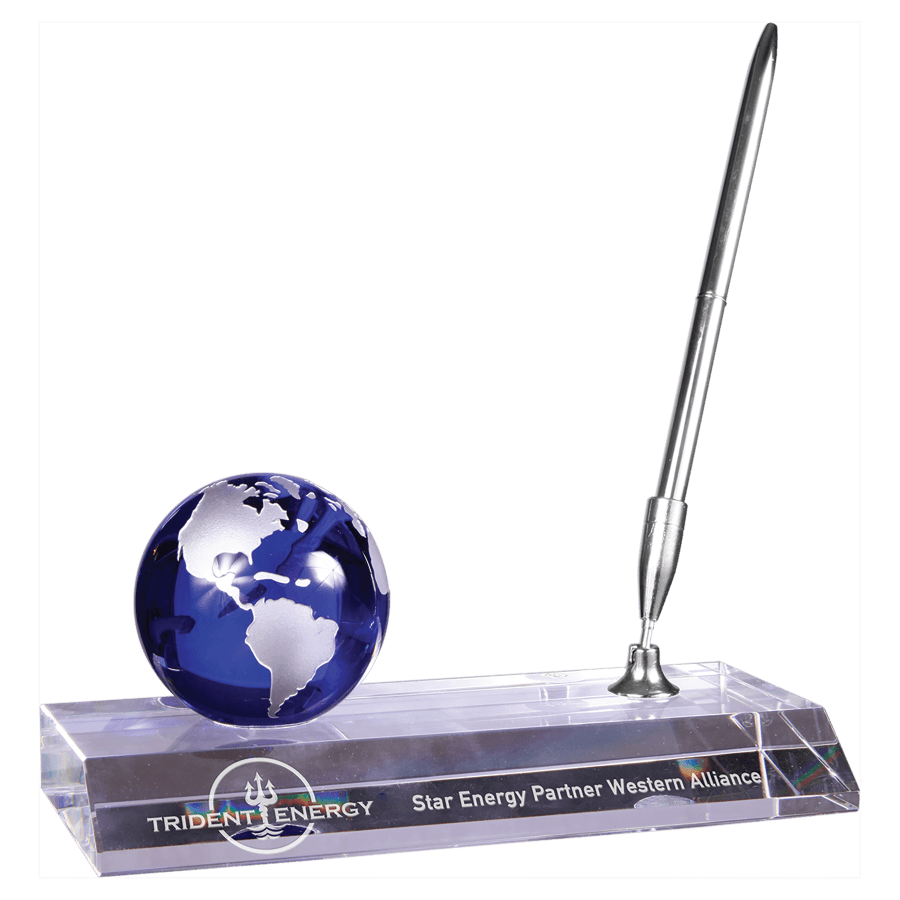 3″ BLUE GLOBE W/BASE&PEN