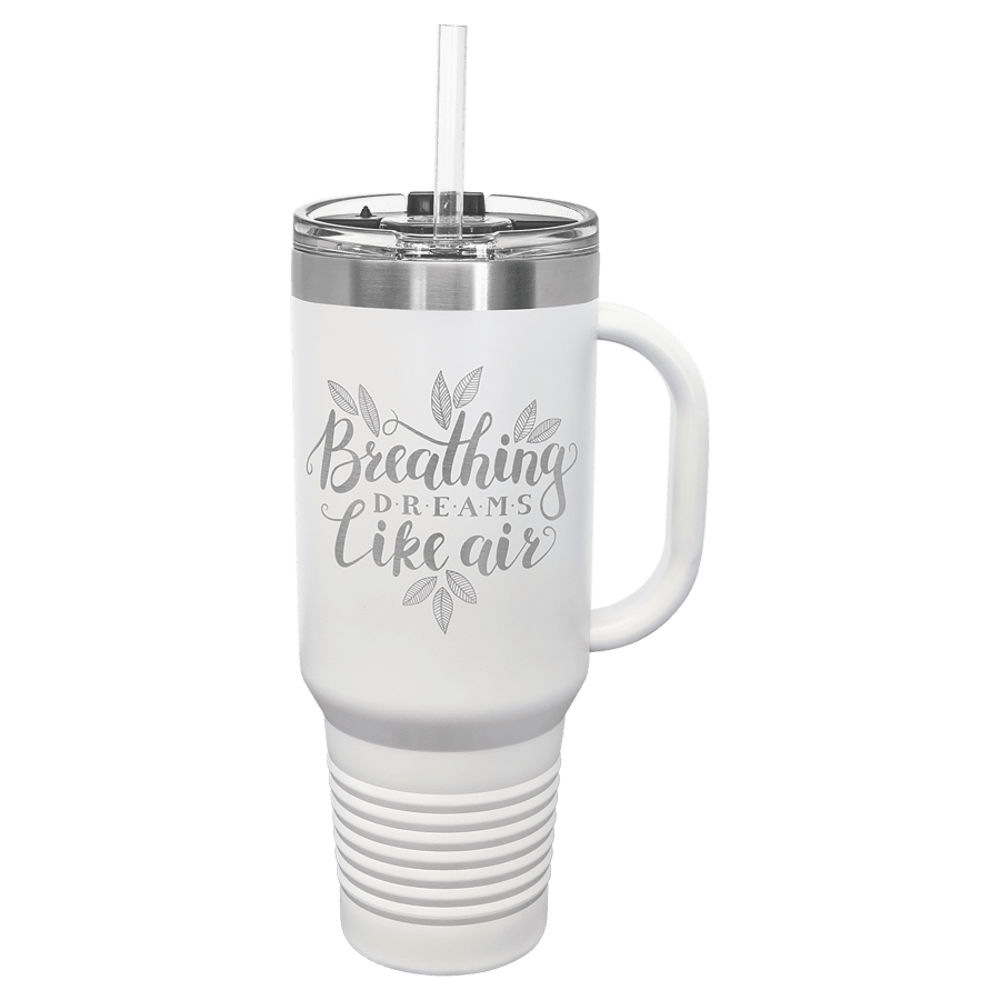 40 OZ WHT TRVL MUG W/HNDL
