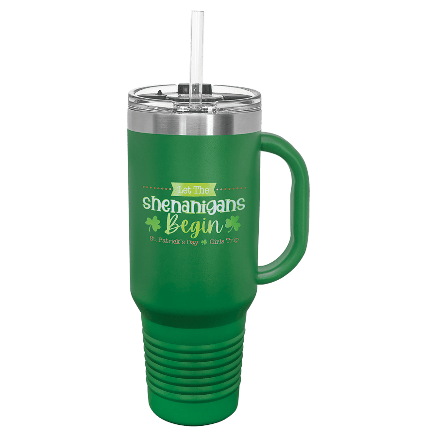 40 OZ GRN TRVL MUG W/HNDL