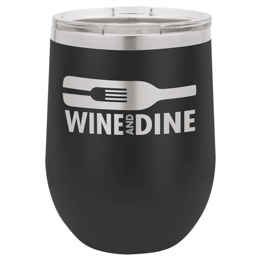 12 OZ BLK STMLSS WINE GLS