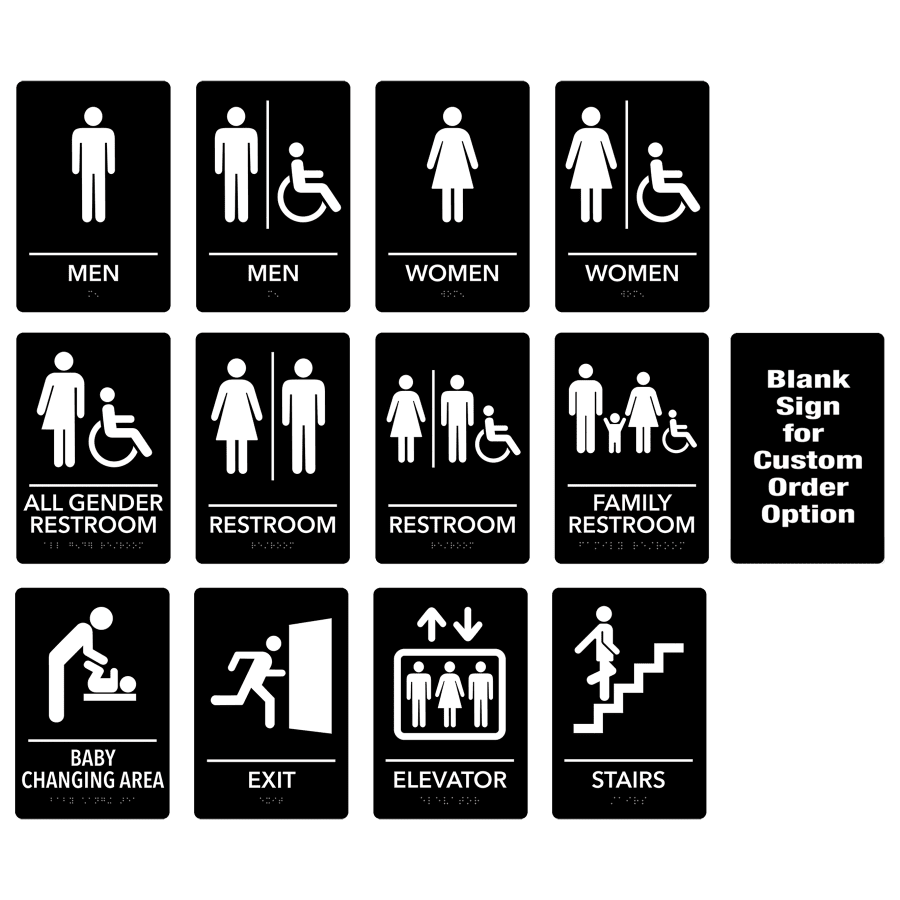 BLACK/WHITE ADA SIGN SET