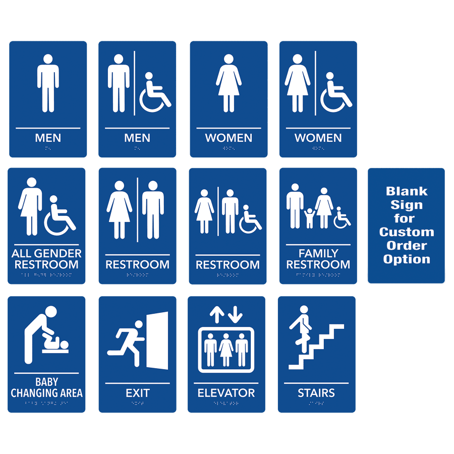 BLUE/WHITE ADA SIGN SET