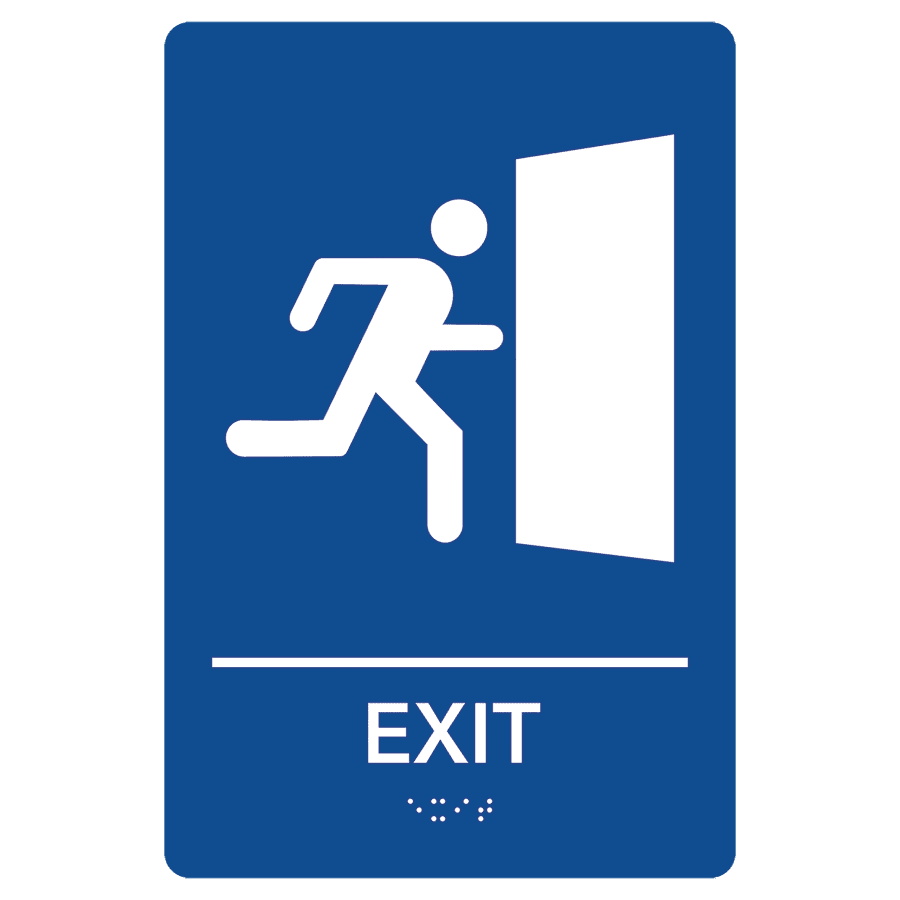 6X9 BLU/WHT EXIT ADA SIGN