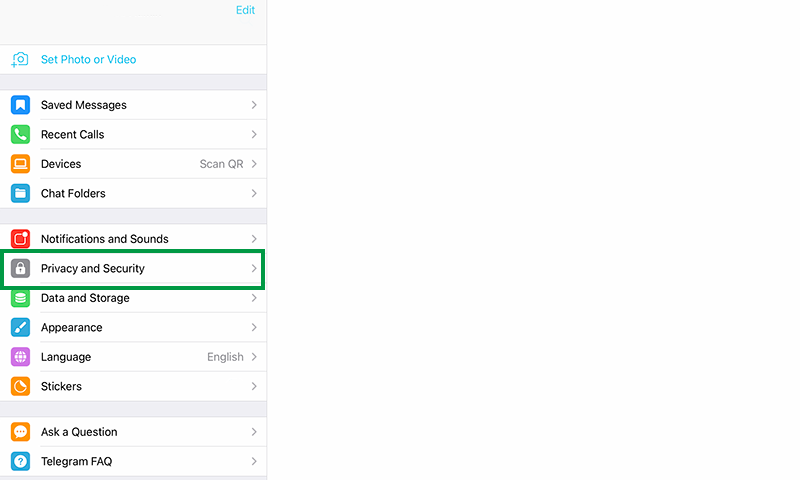 Telegram Settings Telegram Settings