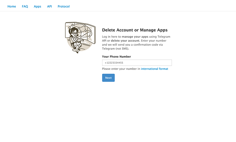 Telegram Account Delete Page Telegram Account Delete Page