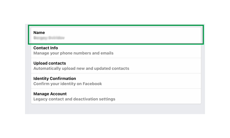 Facebook Name Settings Facebook Name Settings