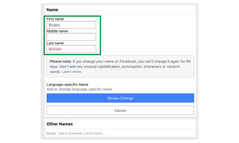 Facebook Name Change Facebook Name Change