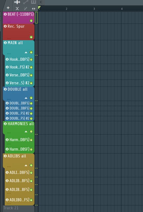 FL Studio Playlist mit gruppiertem Template-Aufbau