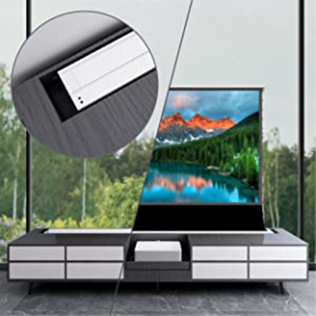 Vividstorm Motorized Floor Rising ALR Projector Screen Screen for Ultra  Short Throw Projectors 120 Inch with Acoustically Transparent Bottom Black  Border - VSDSTUST120HP - Vividstorm Vividstorm-VSDSTUST120HP