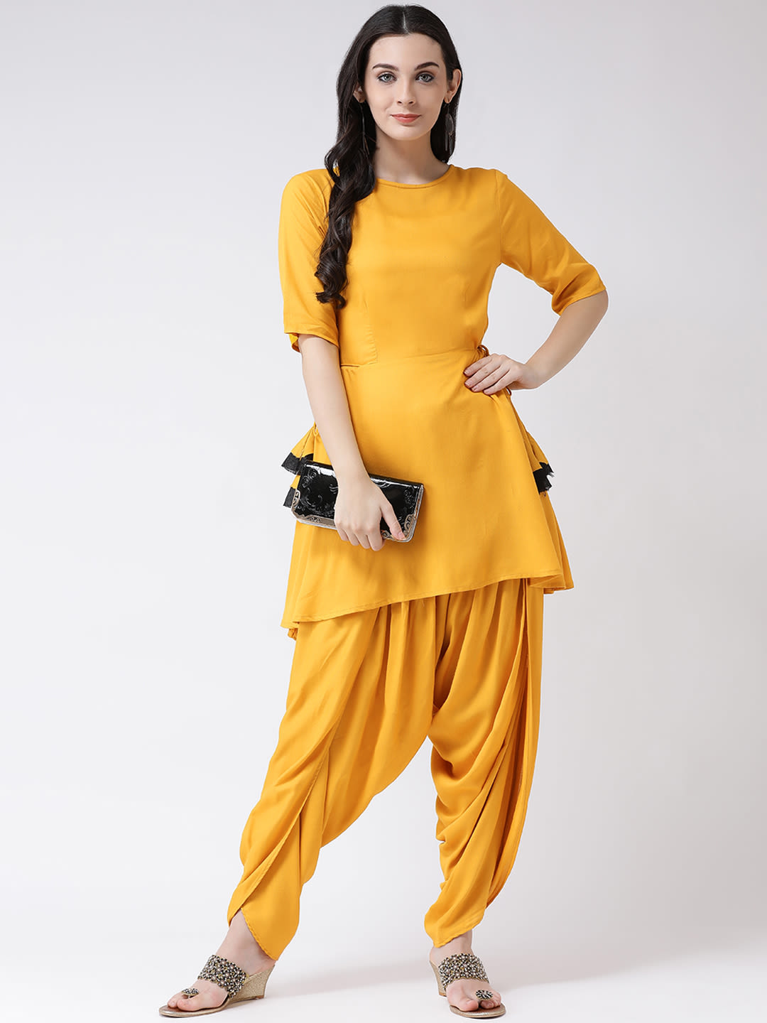 long kurta with dhoti salwar