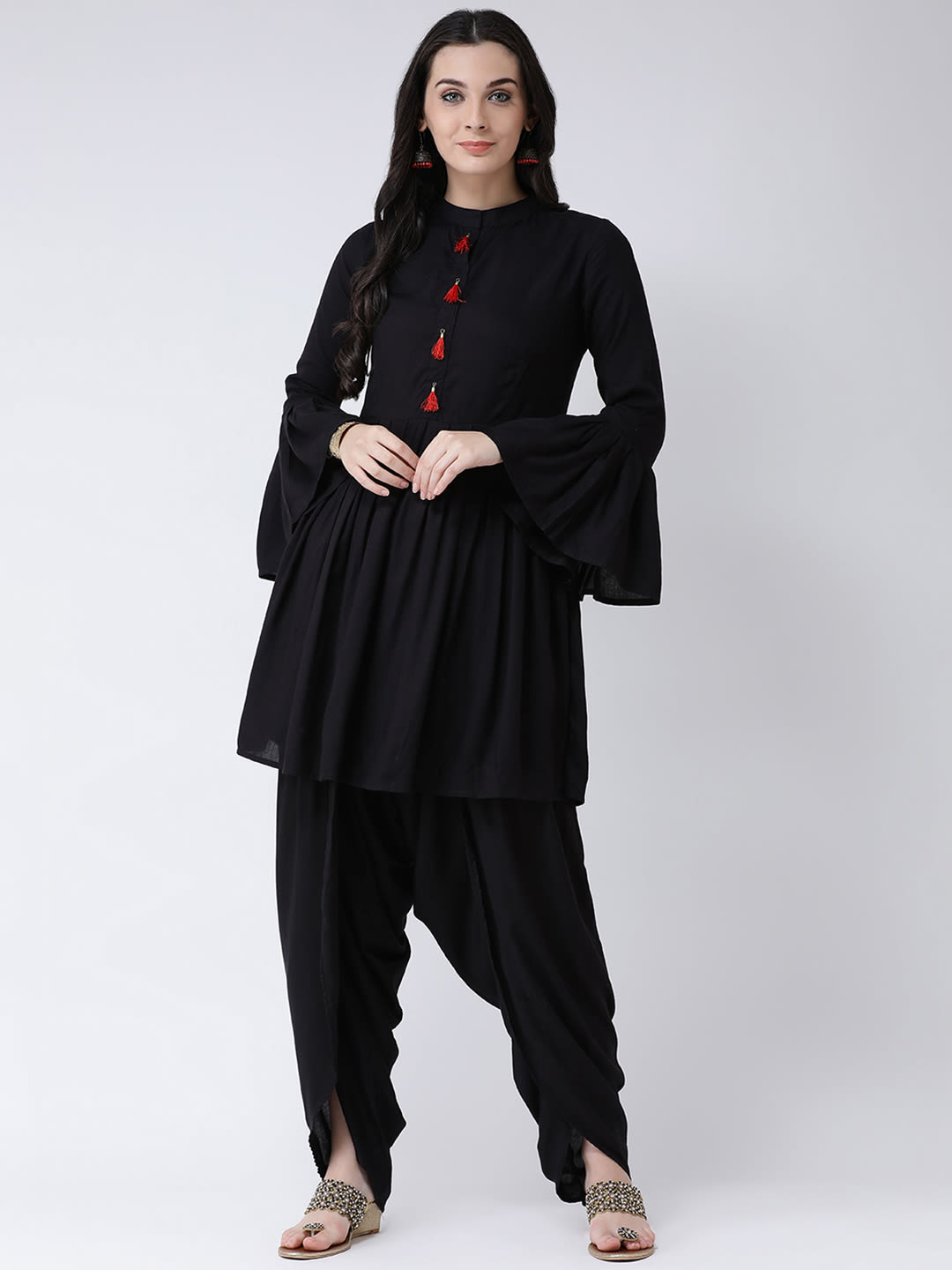 long kurta with dhoti salwar