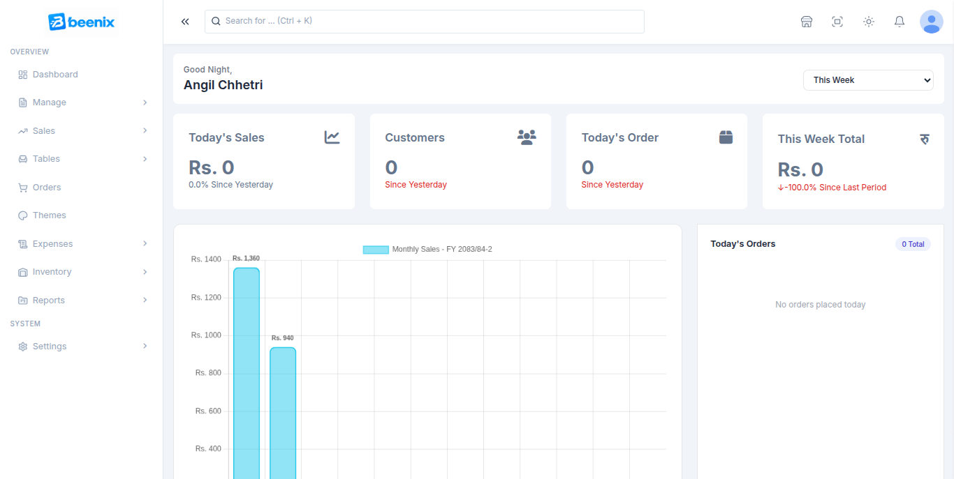 Beenix Dashboard
