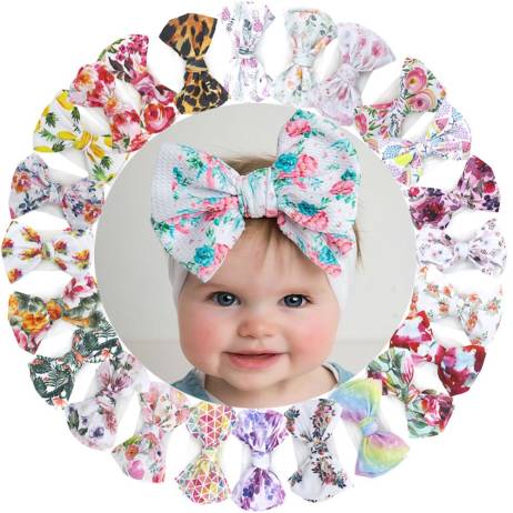 Flower Print Baby Headband with High Elas...
