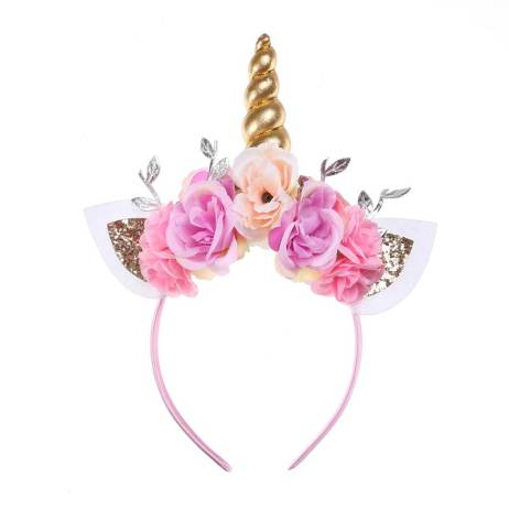 Retail Unicorn Horn Floral Crown Headbands Baby Girls Flower Bebe Hairband Tiara Unicornio Photography Prop Kidocheese