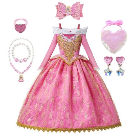 Girls Sleeping Beauty Aurora Dress Long S...