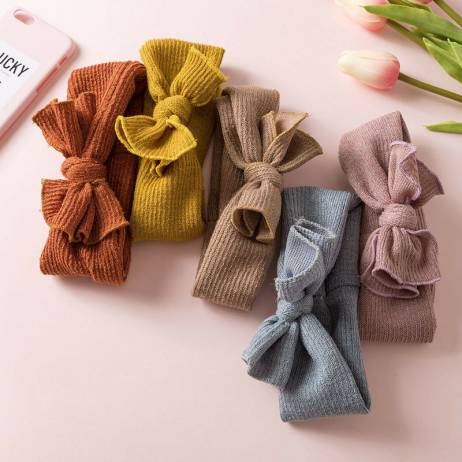 Cute Baby Girl Headbands Knitted Newborn Baby Bows Knitted Turban Infant Headband Warm Hairbands Headwrap Kids Hair Accessories