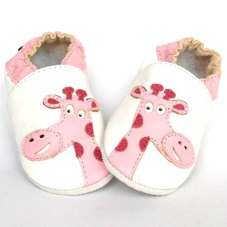 Babyschoentjes Babyslofjes Leer Giraffe White Pink