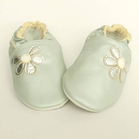 Babyschoentjes Half Flower Silver