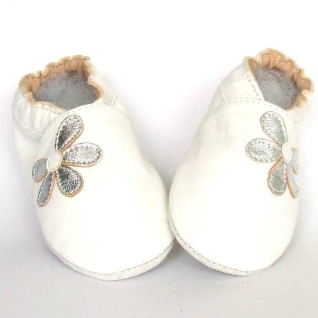 Babyschoentjes Leren Baby Slofjes Half Flower White
