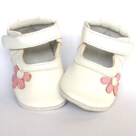 Babyschoentjes Leren Babyslofje Blossom White Pink