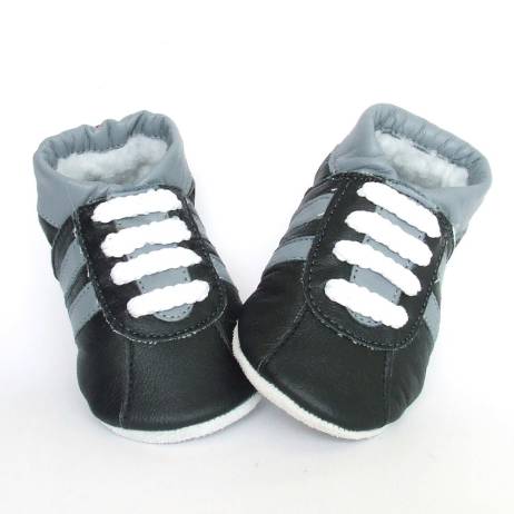 Babyschoentjes Leren Babyslofjes Gevoerd Artic Black