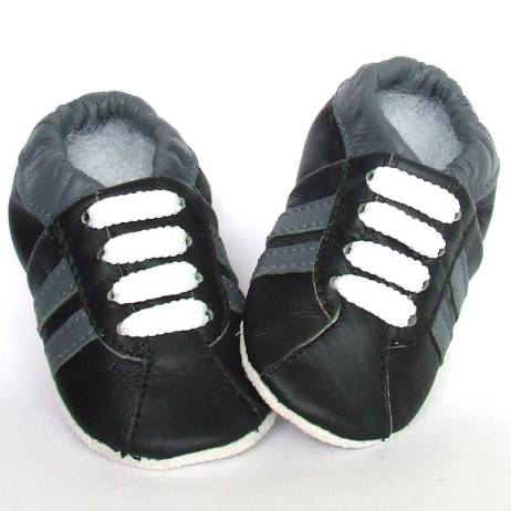 Babyschoentjes Leren Babyslofjes Retro Black