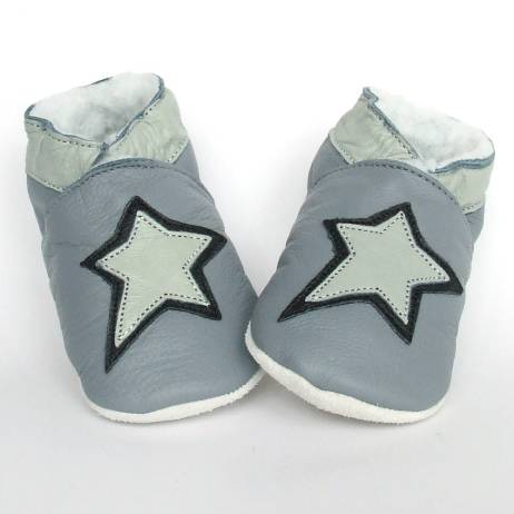 Babyschoentjes Slofjes Leer Gevoerd Artic Star Stone
