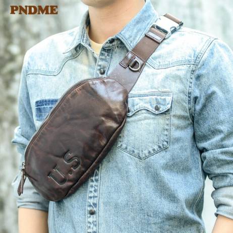 retro luxury genuine leather men's chest ...