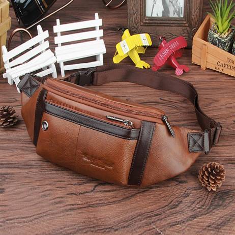 Famous Men Natural Leather Messenger Ches...