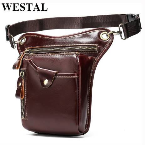 WESTAL men's belt bag leather leg bag mal...