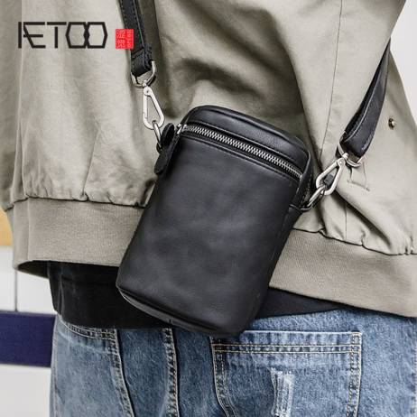 AETOO Men's leather slant bag, men's stre...