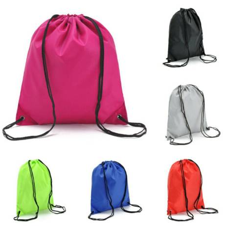 String Drawstring Back Pack Cinch Sack Gy...