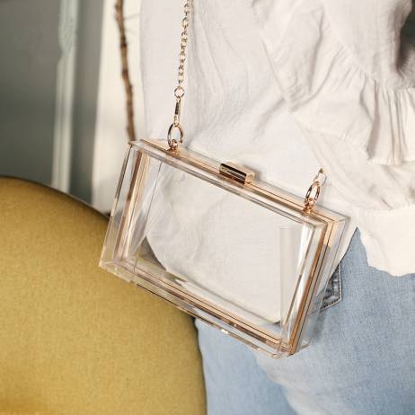Acrylic Transparent Women Clutch Bag Chai...