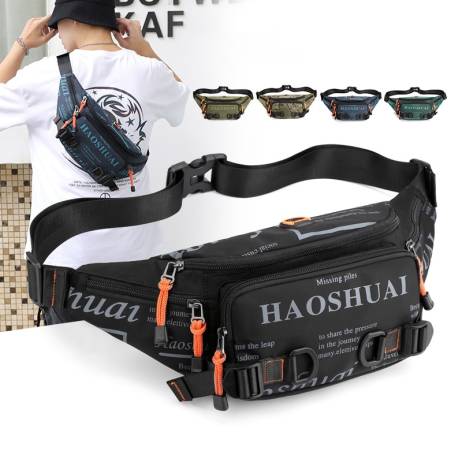 Letter Waist Bags For Men Casual Nylon Wa...